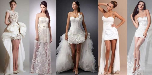 Короткая юбка у свадебного платья